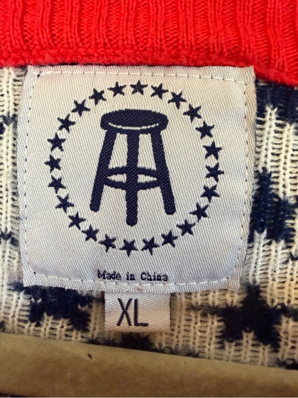 Barstool Navy Red White Crewneck Holiday Sweater for Men - Picture 3 of 5